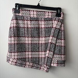 Forever 21 Pink Plaid Tweed Mini Skirt Preppy Coquette Academia S